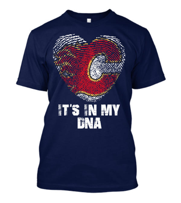 Calgary Flames Heart It's In My Dna Fingerprint T-Shirt