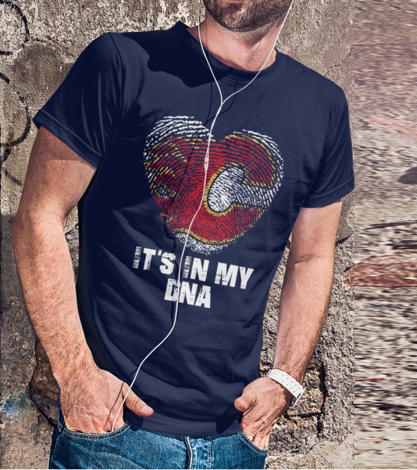 Calgary Flames Heart It's In My Dna Fingerprint T-Shirt