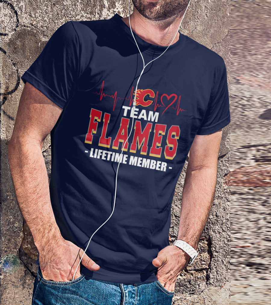 Team Calgary Flames Lifetime Member Heartbeat T-Shirt