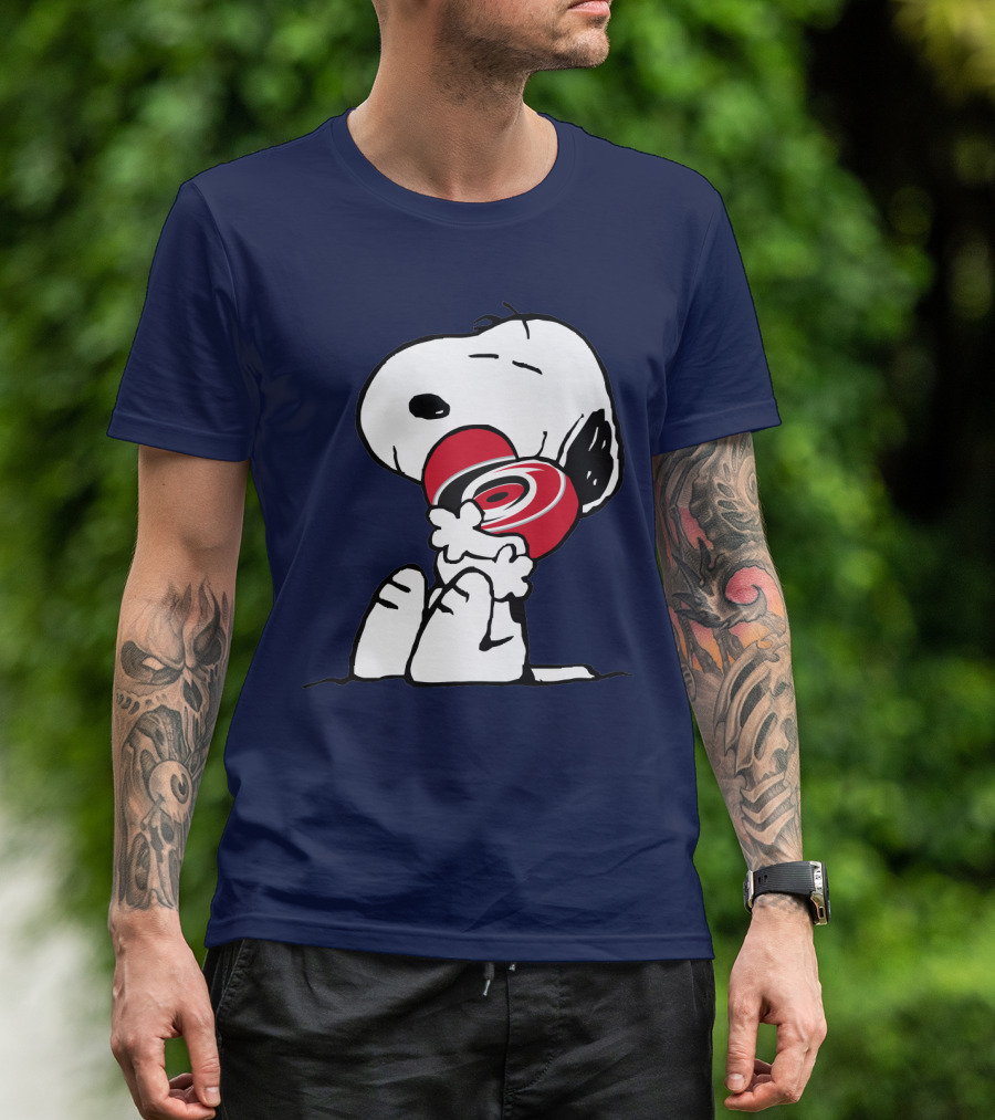 Snoopy Hugging Carolina Hurricanes Hockey Team T-Shirt