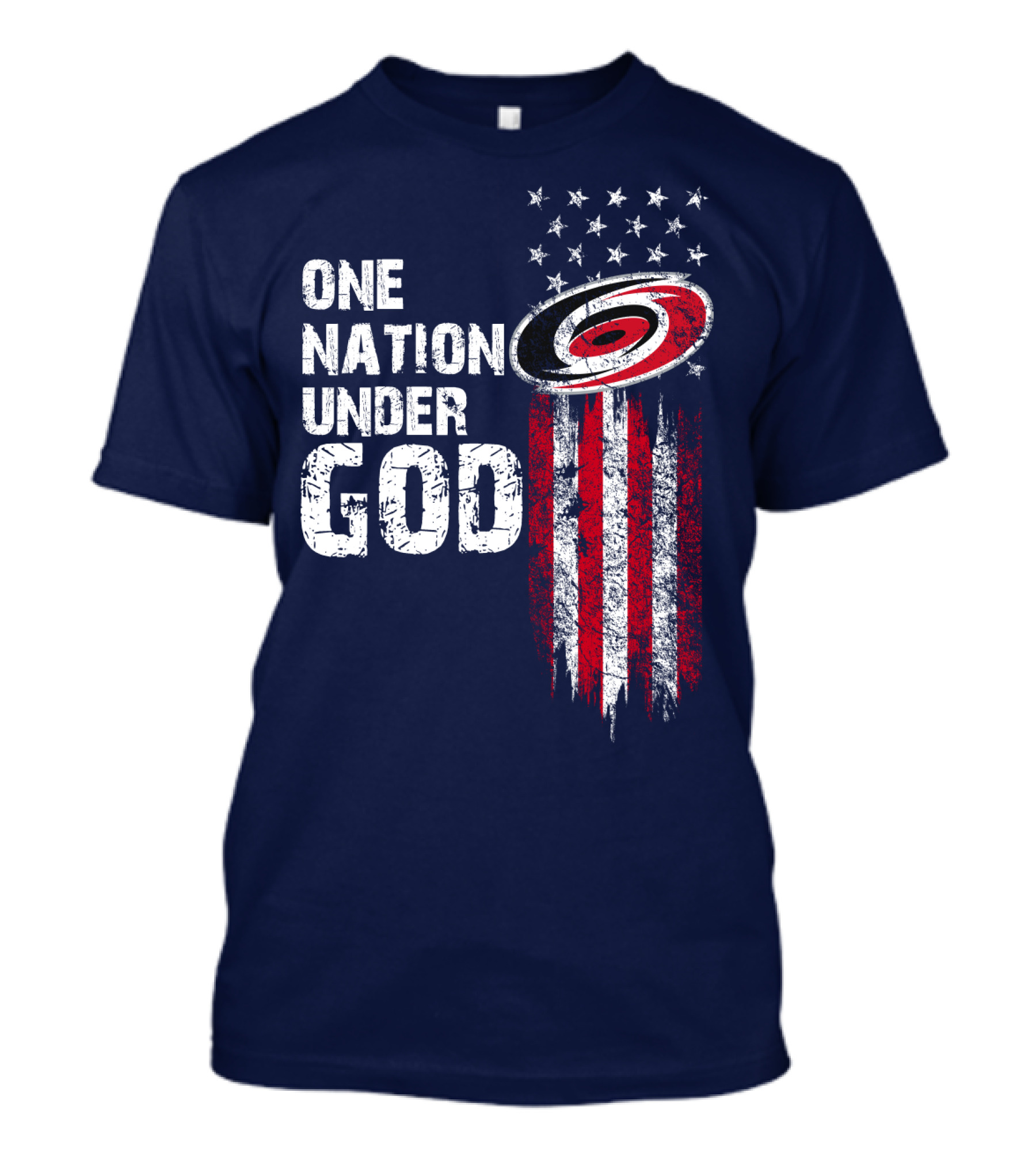One Nation Under God Carolina Hurricanes Flag Stars T-Shirt