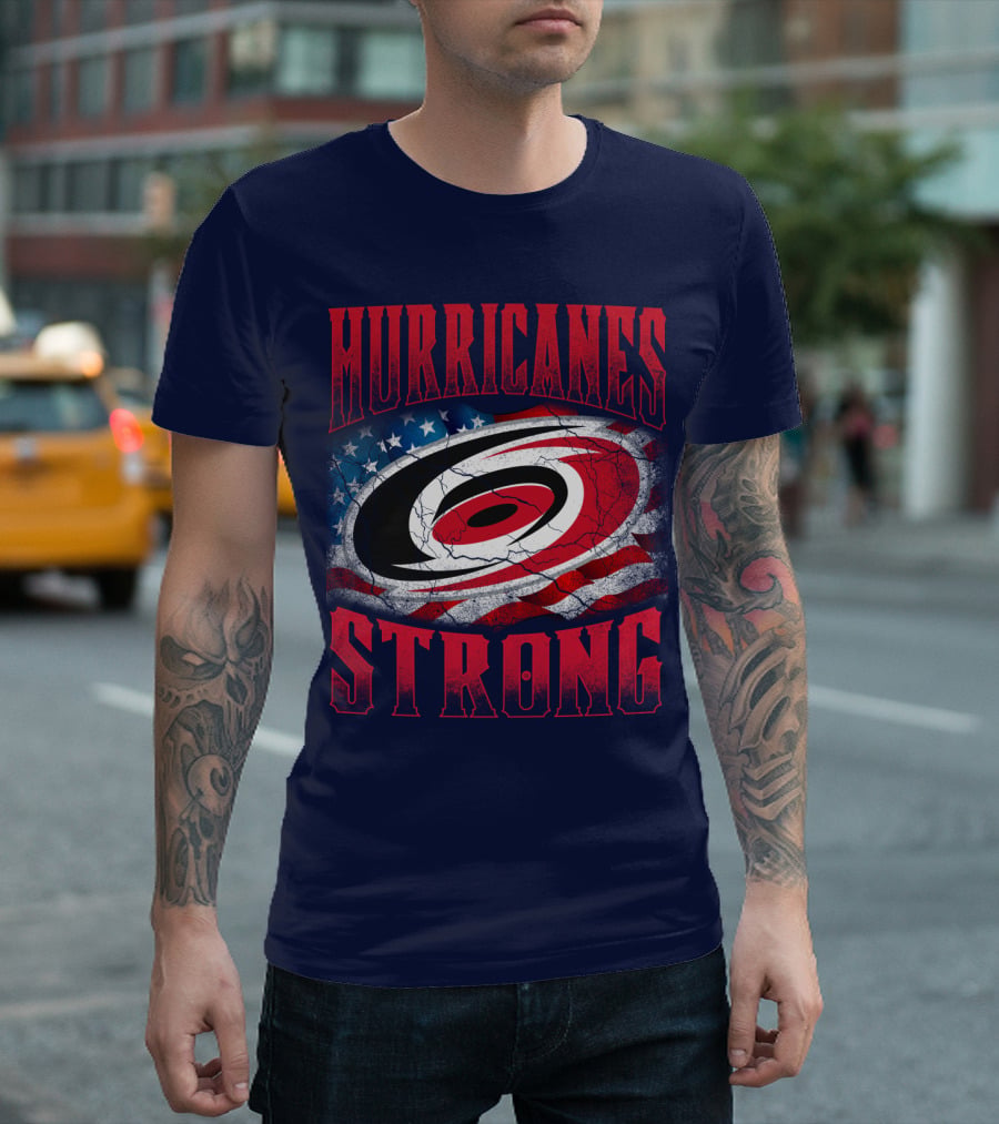 Carolina Hurricanes Strong American Flag T-Shirt