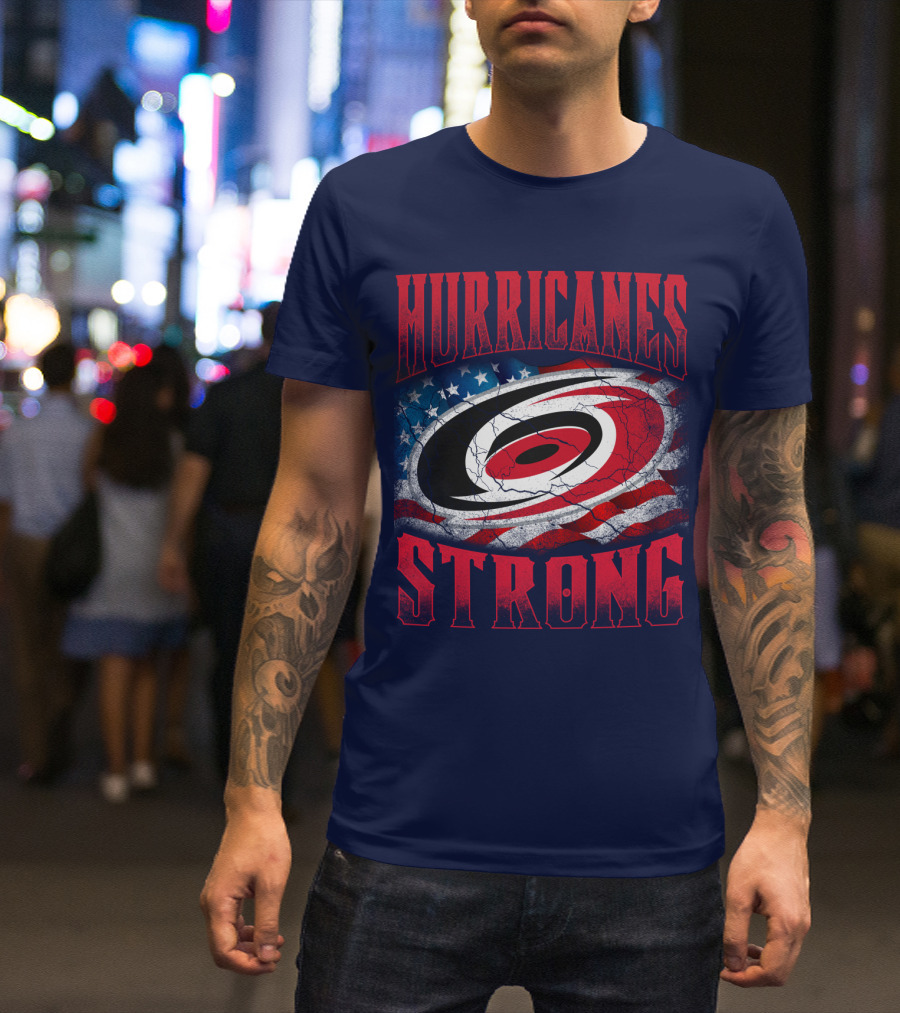 Carolina Hurricanes Strong American Flag T-Shirt