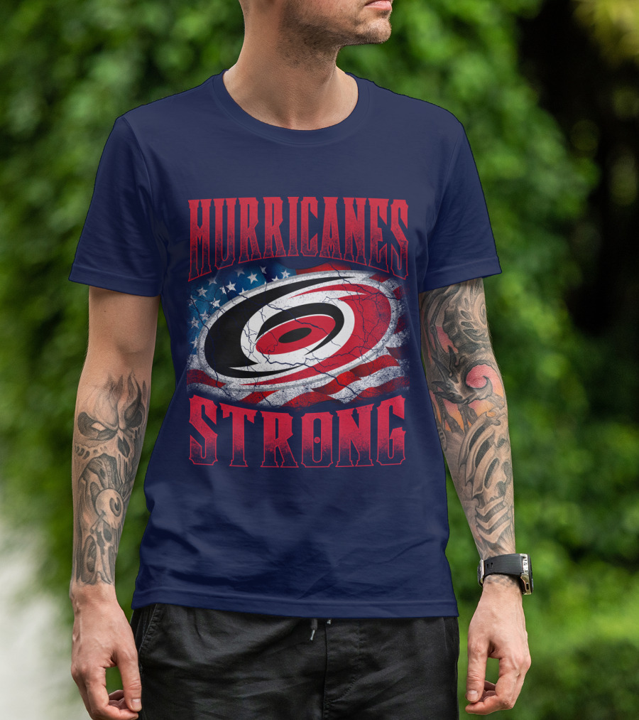 Carolina Hurricanes Strong American Flag T-Shirt