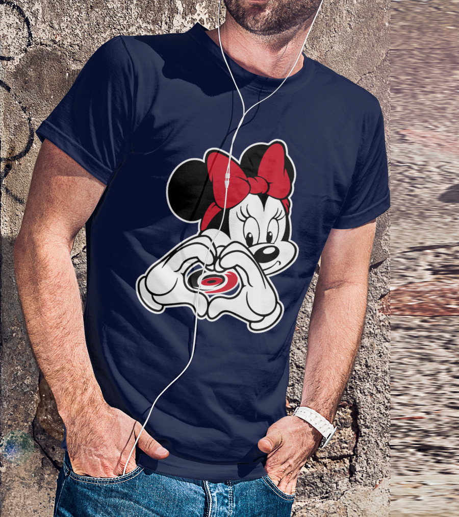 Carolina Hurricanes Minnie Mouse Heart Hands T-Shirt