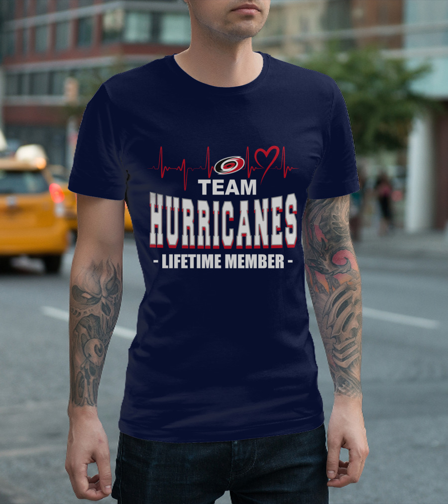 Team Hurricanes Lifetime Member Heartbeat Love T-Shirt
