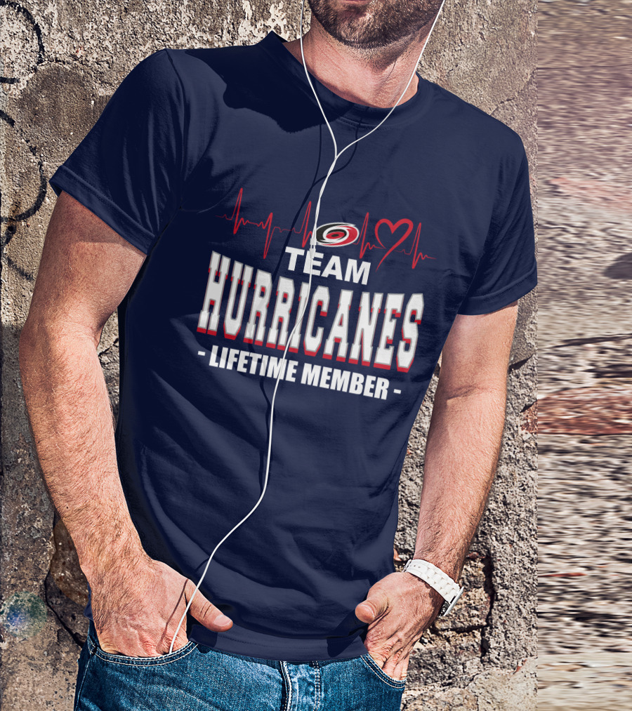 Team Hurricanes Lifetime Member Heartbeat Love T-Shirt