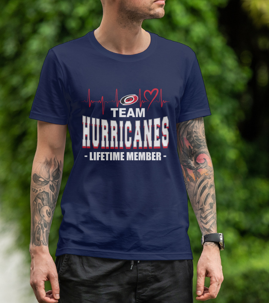 Team Hurricanes Lifetime Member Heartbeat Love T-Shirt