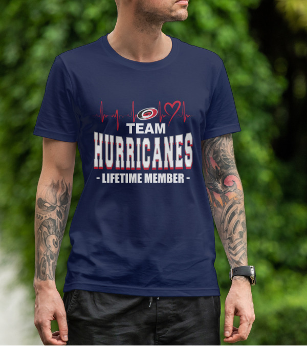 Team Hurricanes Lifetime Member Heartbeat Love T-Shirt