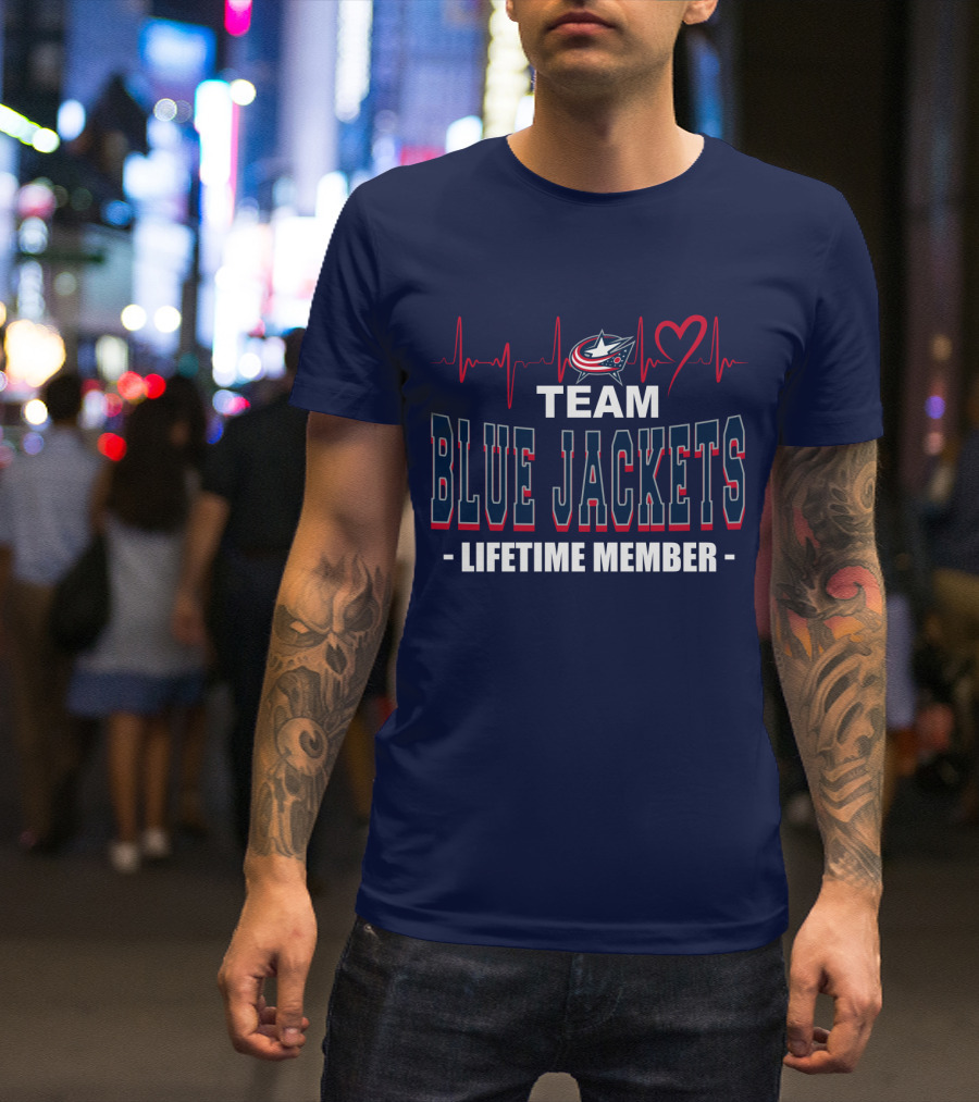 Team Blue Jackets Lifetime Member Heartbeat T-Shirt