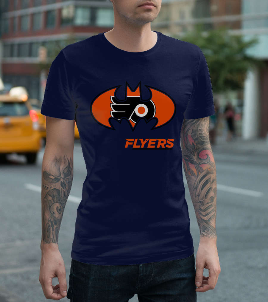 Philadelphia Flyers Batman Logo Crossover T-Shirt