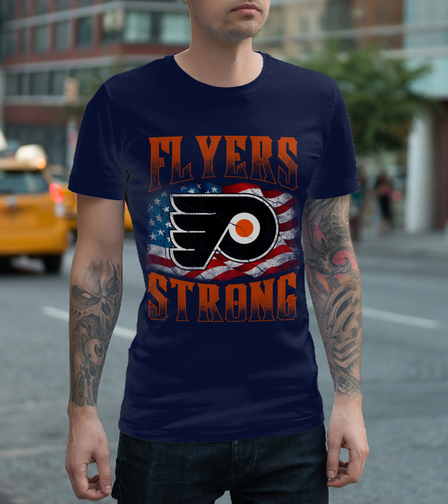 Flyers Strong Philadelphia American Flag T-Shirt