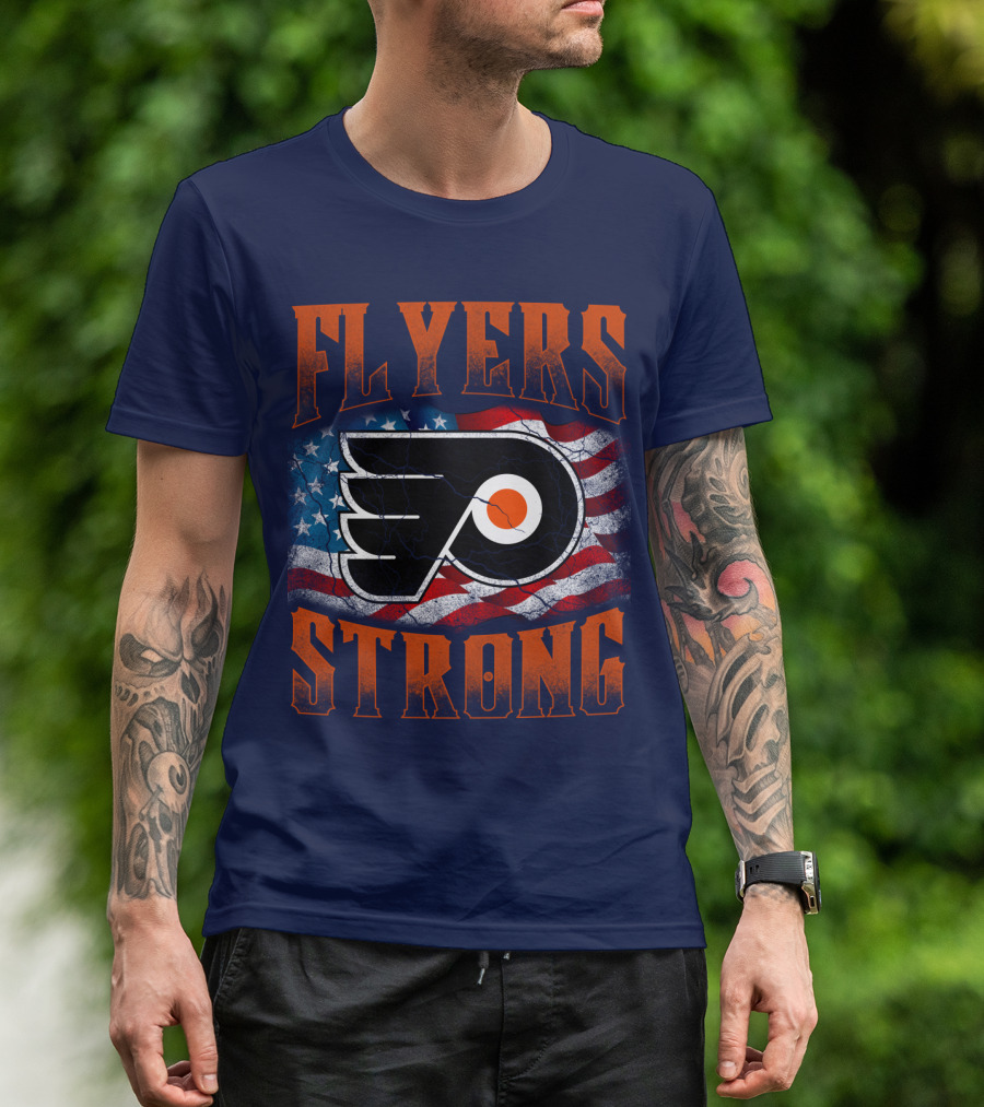 Flyers Strong Philadelphia American Flag T-Shirt