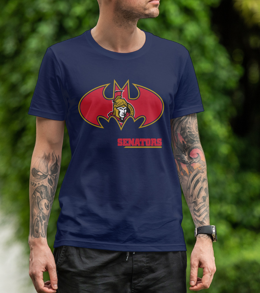 Senators Bat Symbol With Ottawa Senators T-Shirt