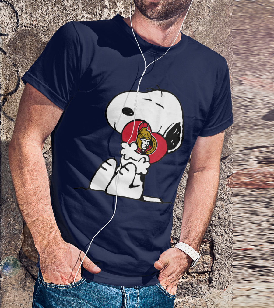 Ottawa Senators Hockey Heart And Snoopy Hug T-Shirt