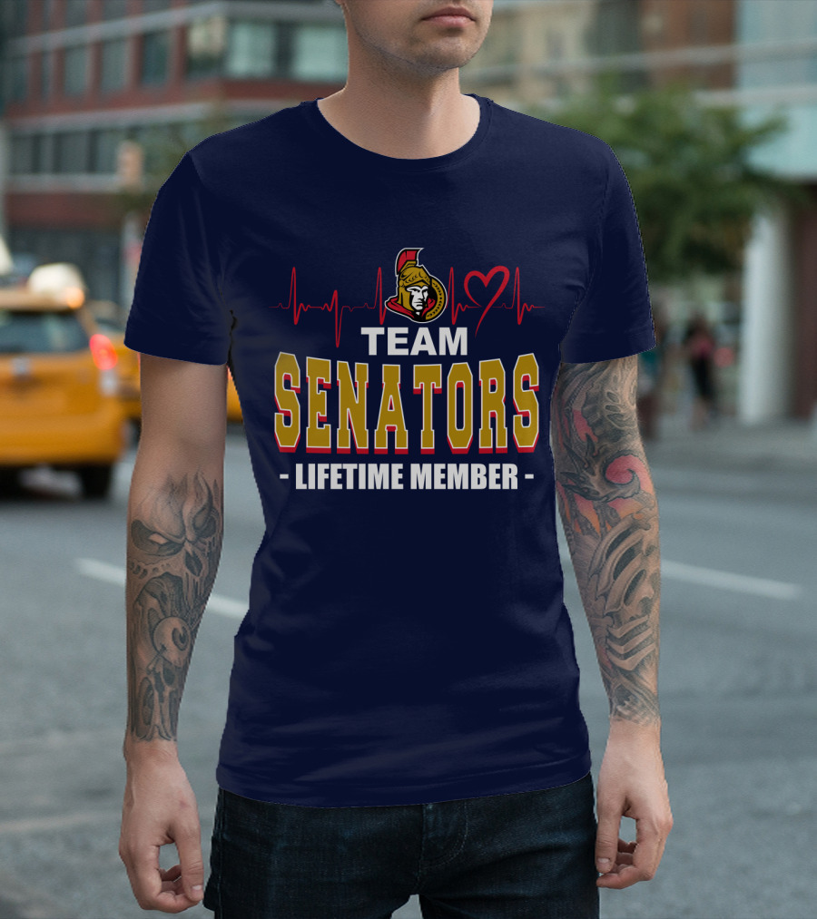 Team Senators Lifetime Member Ottawa Senators Heartbeat T-Shirt