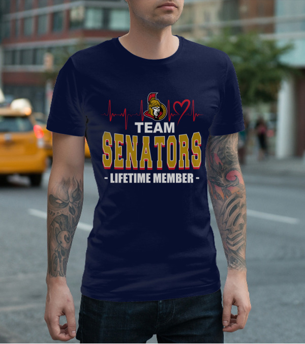Team Senators Lifetime Member Ottawa Senators Heartbeat T-Shirt