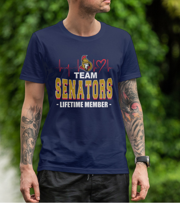 Team Senators Lifetime Member Ottawa Senators Heartbeat T-Shirt