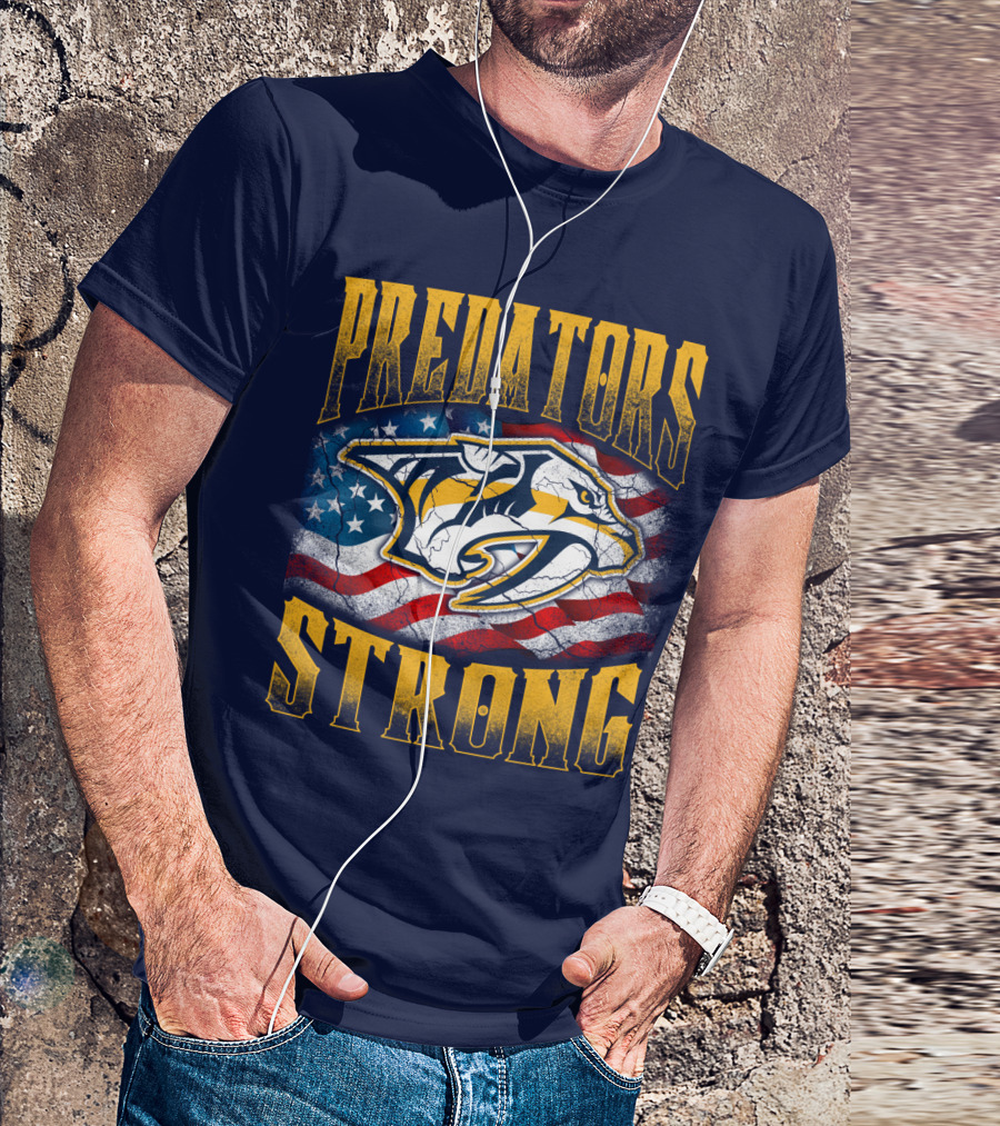 Predators Strong American Flag Nashville Predators T-Shirt