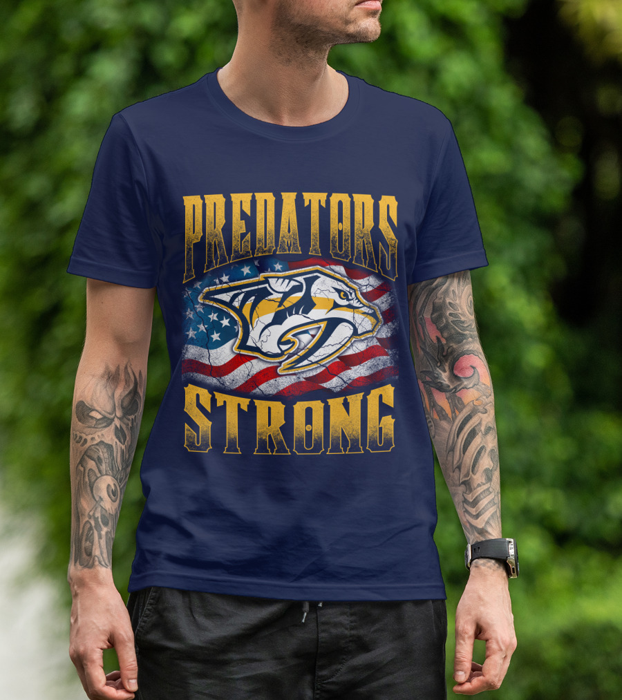 Predators Strong American Flag Nashville Predators T-Shirt