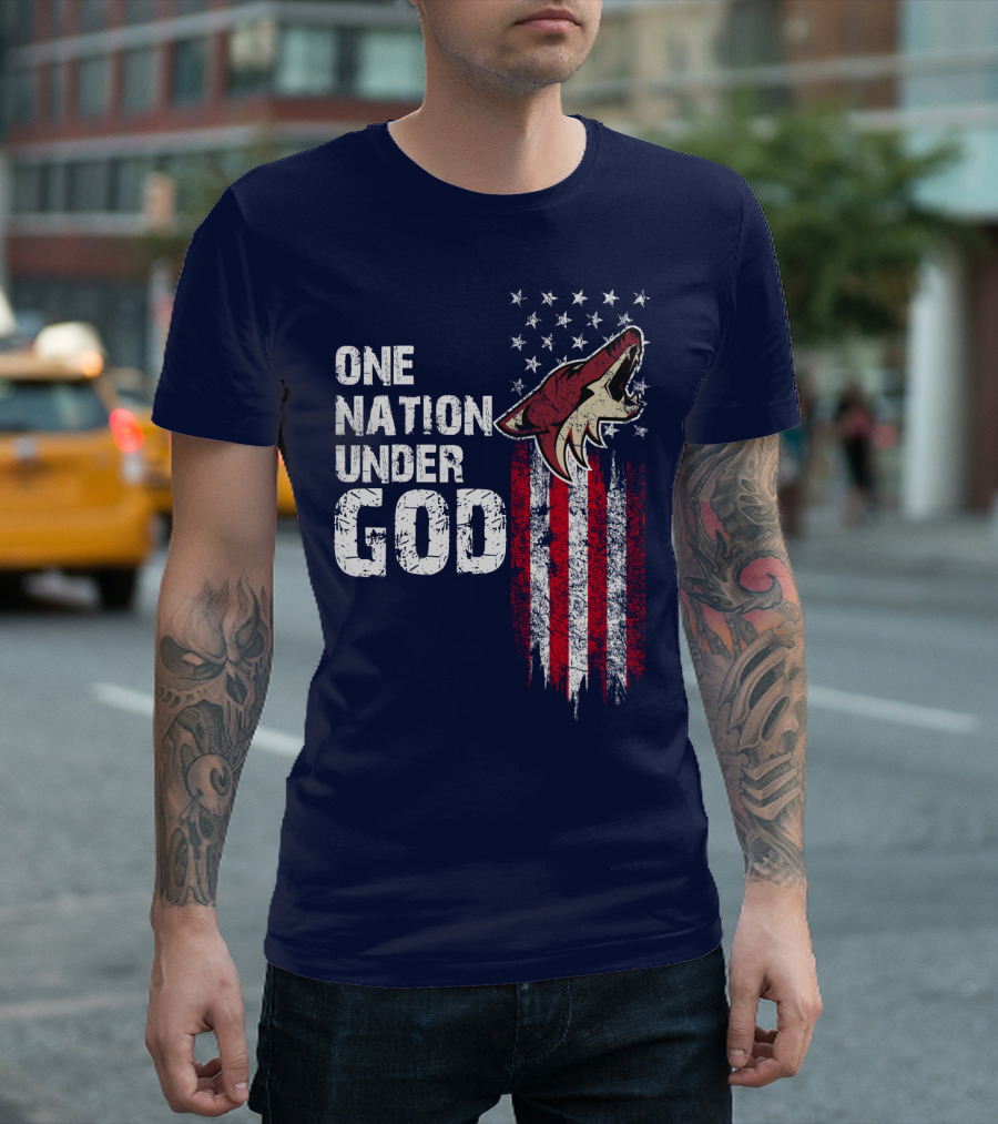 One Nation Under God Arizona Coyotes Usa Flag T-Shirt