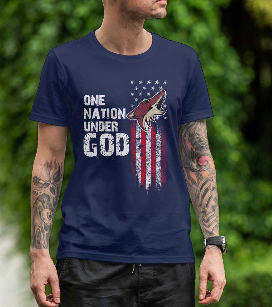 One Nation Under God Arizona Coyotes Usa Flag T-Shirt