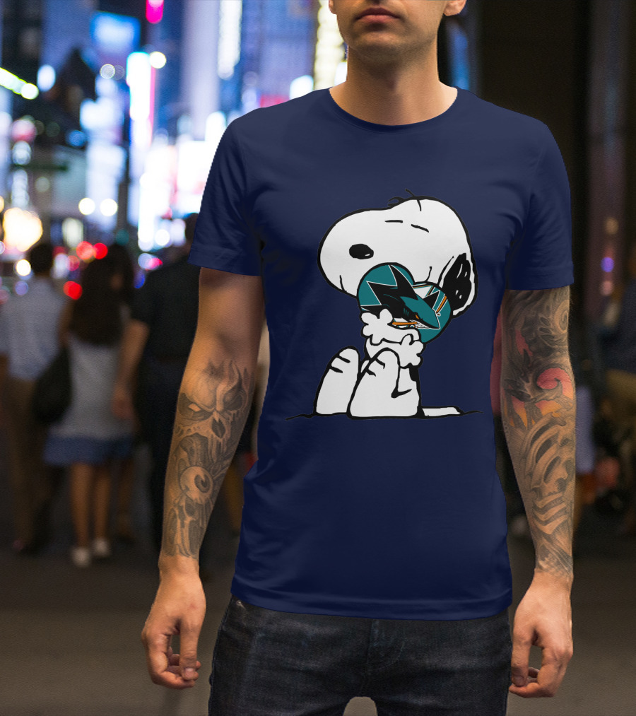 San Jose Sharks Snoopy Hockey Puck T-Shirt