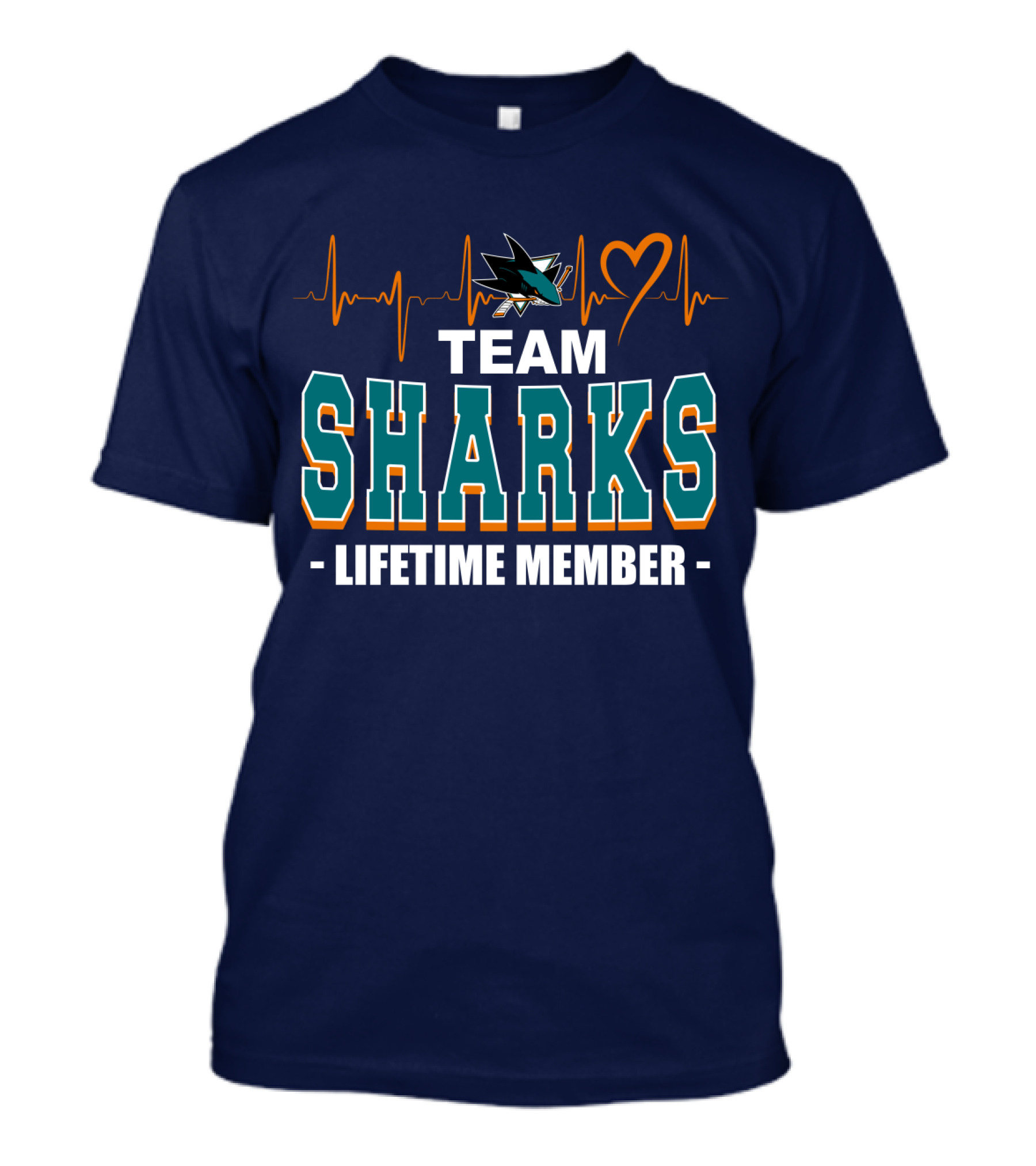 Team Sharks San Jose Lifetime Member Heartbeat T-Shirt