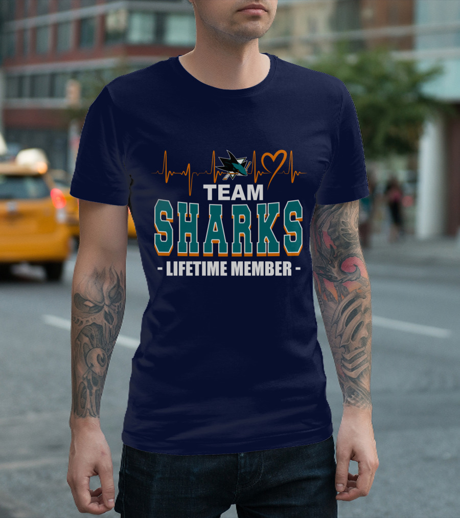 Team Sharks San Jose Lifetime Member Heartbeat T-Shirt