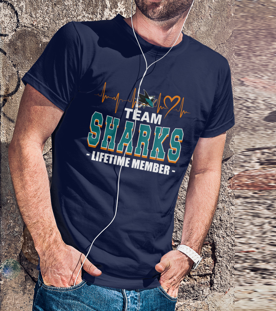 Team Sharks San Jose Lifetime Member Heartbeat T-Shirt