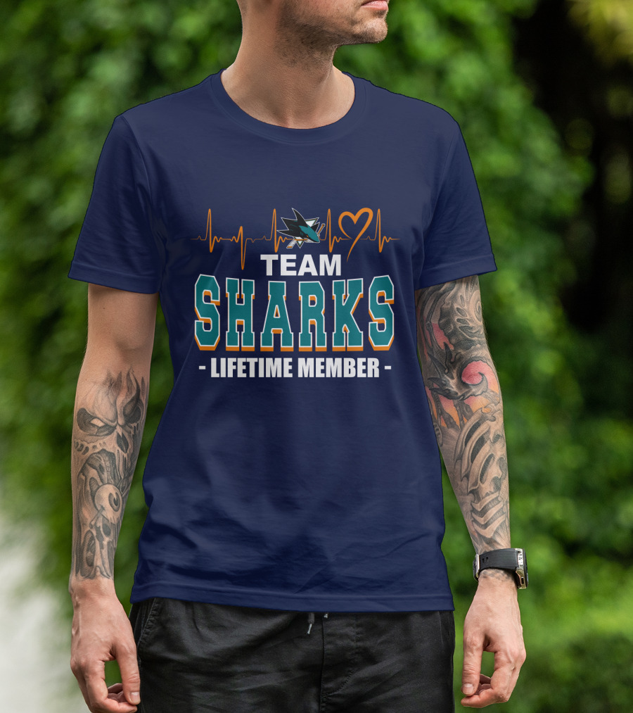 Team Sharks San Jose Lifetime Member Heartbeat T-Shirt