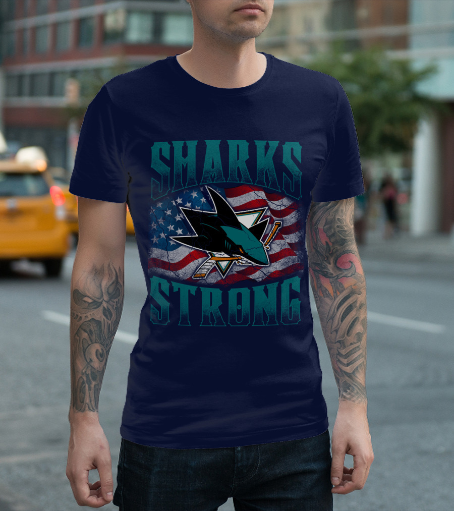 Sharks Strong American Flag San Jose Sharks T-Shirt