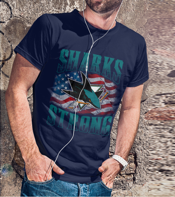 Sharks Strong American Flag San Jose Sharks T-Shirt