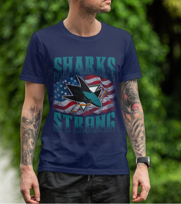 Sharks Strong American Flag San Jose Sharks T-Shirt