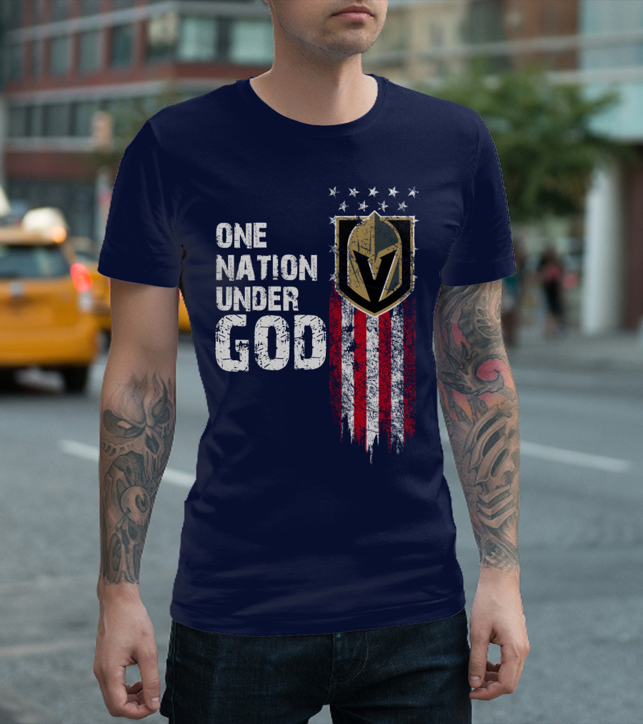 One Nation Under God Vegas Golden Knights Logo Stars And Stripes T-Shirt