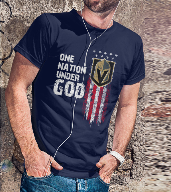 One Nation Under God Vegas Golden Knights Logo Stars And Stripes T-Shirt