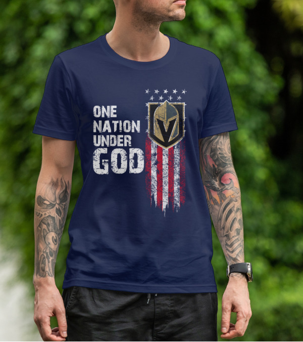 One Nation Under God Vegas Golden Knights Logo Stars And Stripes T-Shirt