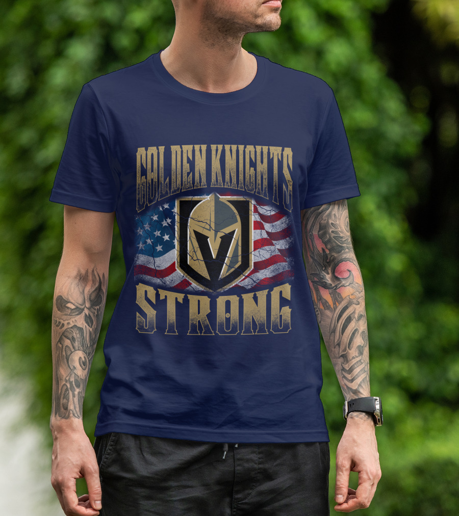 Golden Knights Strong American Flag T-Shirt