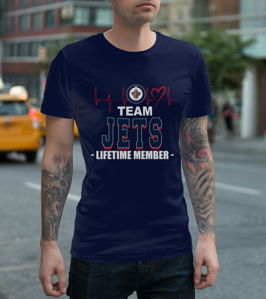 Team Jets Lifetime Member Winnipeg Jets Heartbeat T-Shirt