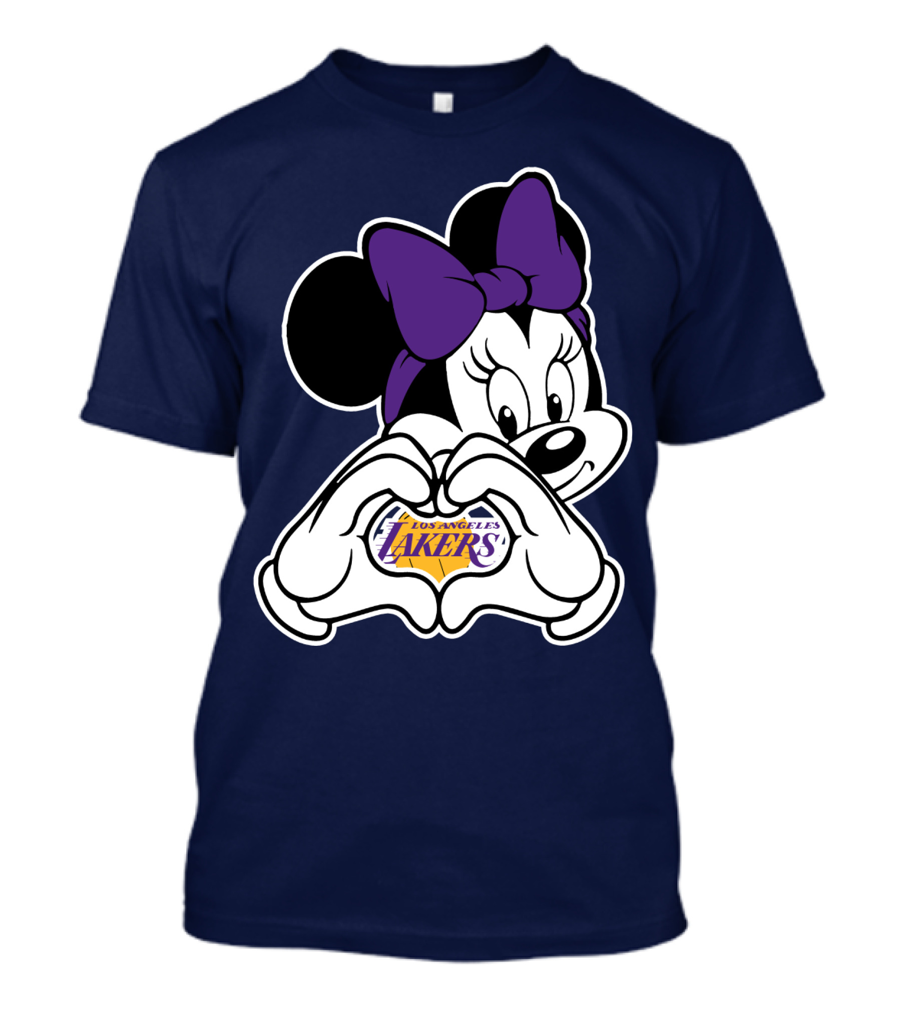 Minnie Mouse Heart Hands Los Angeles Lakers Purple Bow T-Shirt