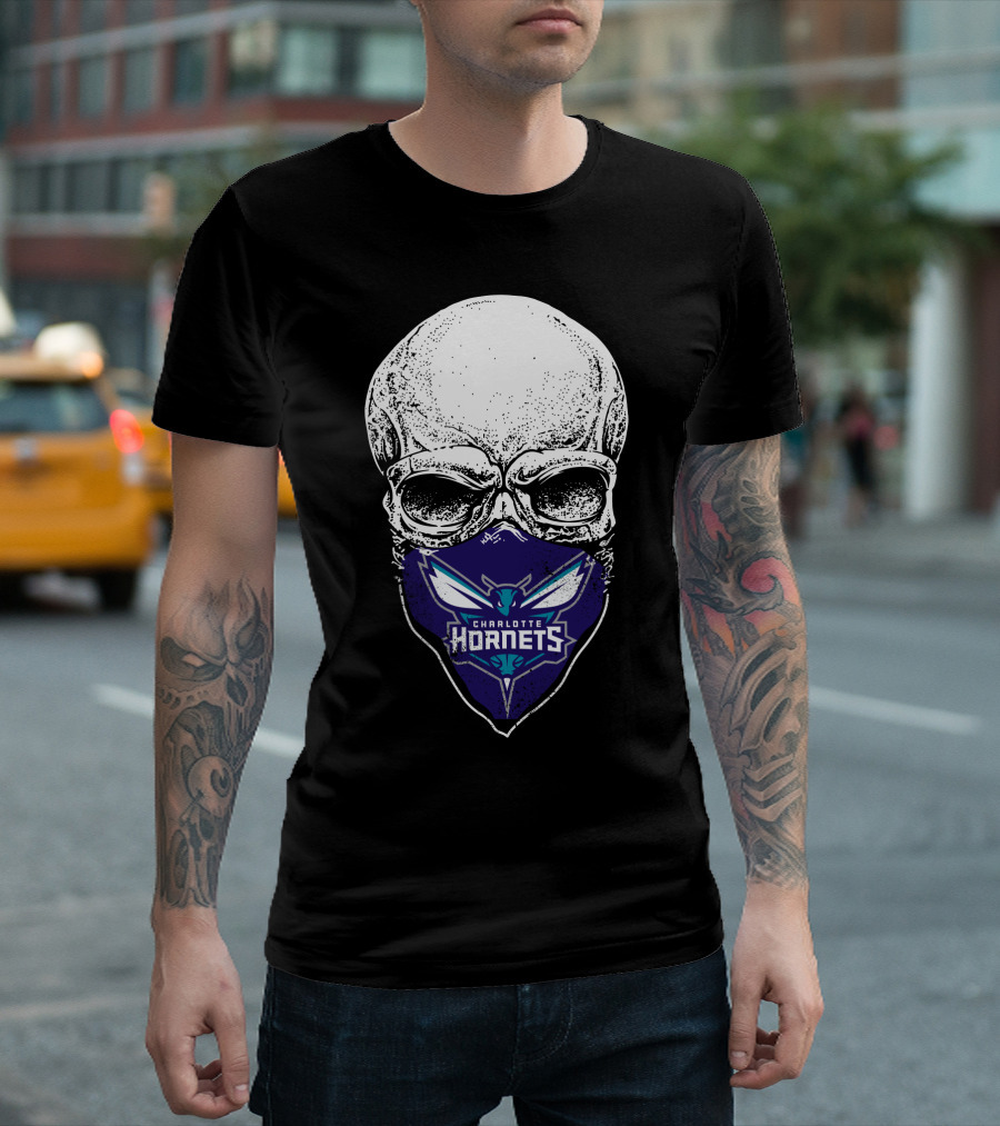 Charlotte Hornets Skull Mask T-Shirt