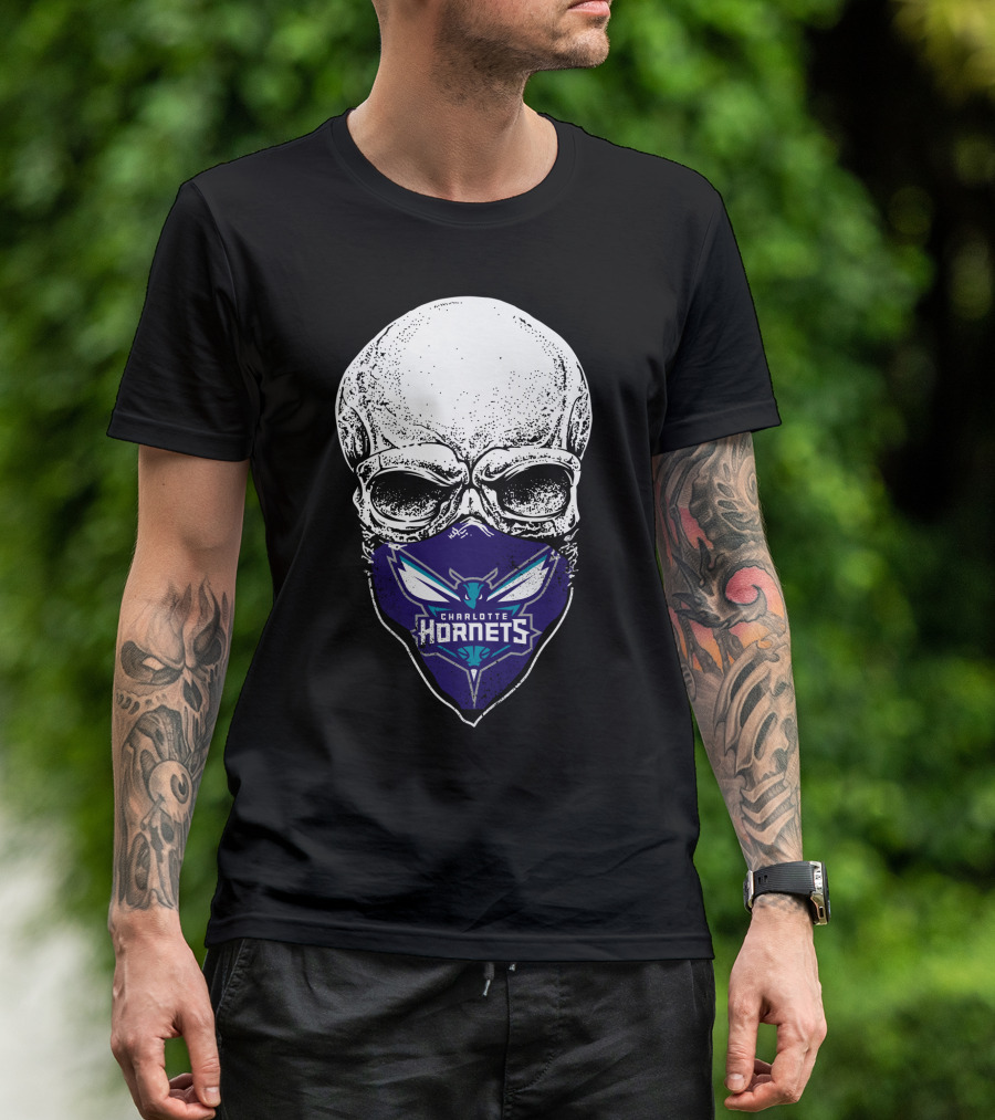 Charlotte Hornets Skull Mask T-Shirt