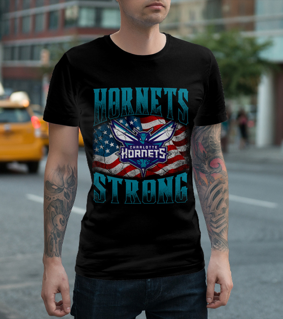 Hornets Strong Charlotte Hornets American Flag T-Shirt