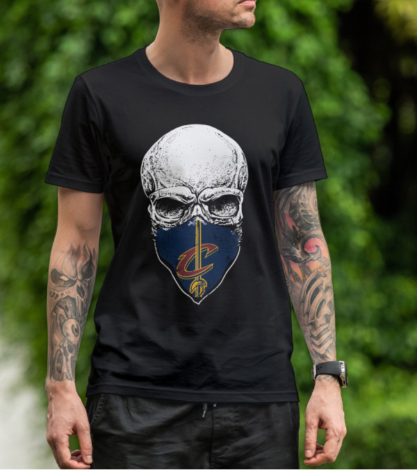 Cleveland Cavaliers Skull With C Logo On Face Mask T-Shirt