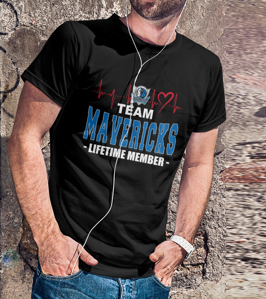 Team Mavericks Lifetime Member Dallas Mavericks Heartbeat T-Shirt