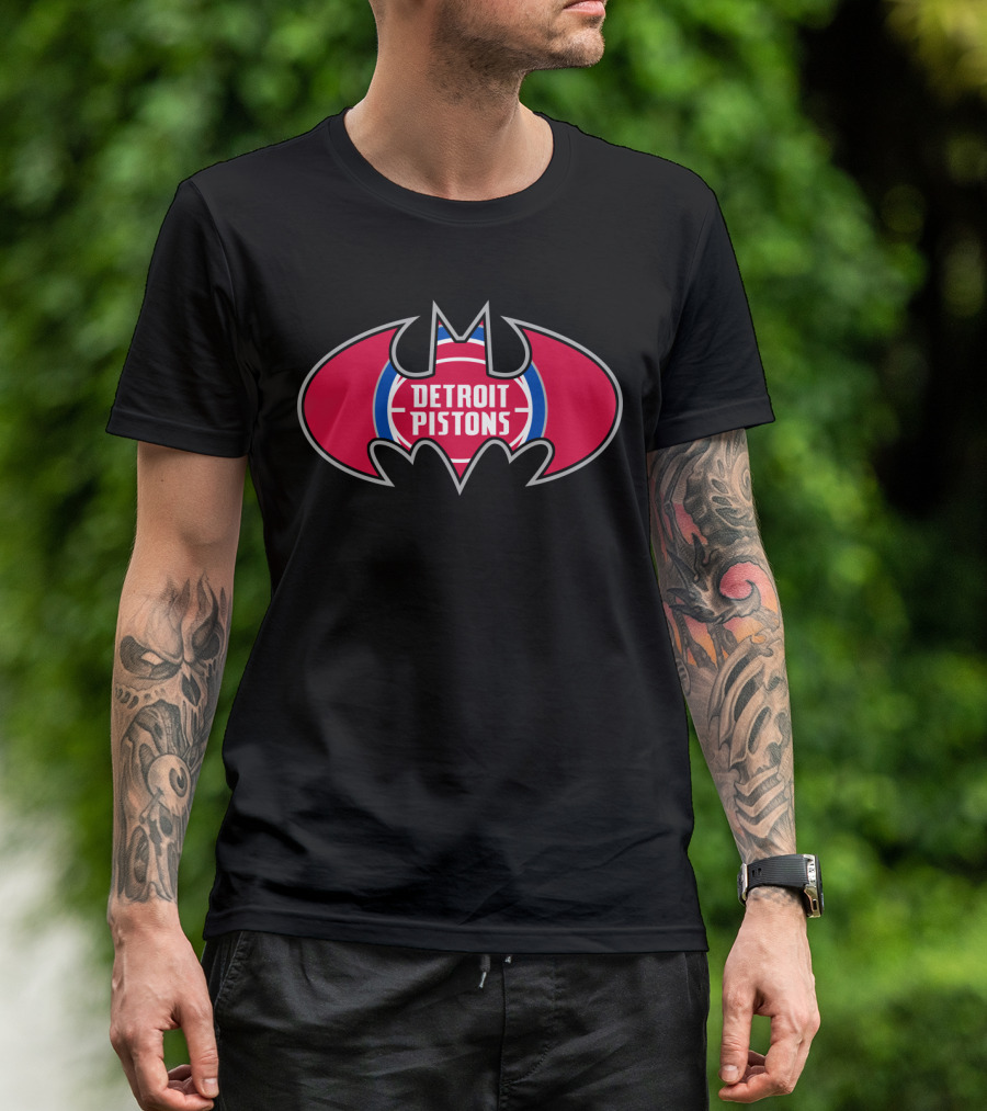 Detroit Pistons Logo Basketball Batman Symbol T-Shirt
