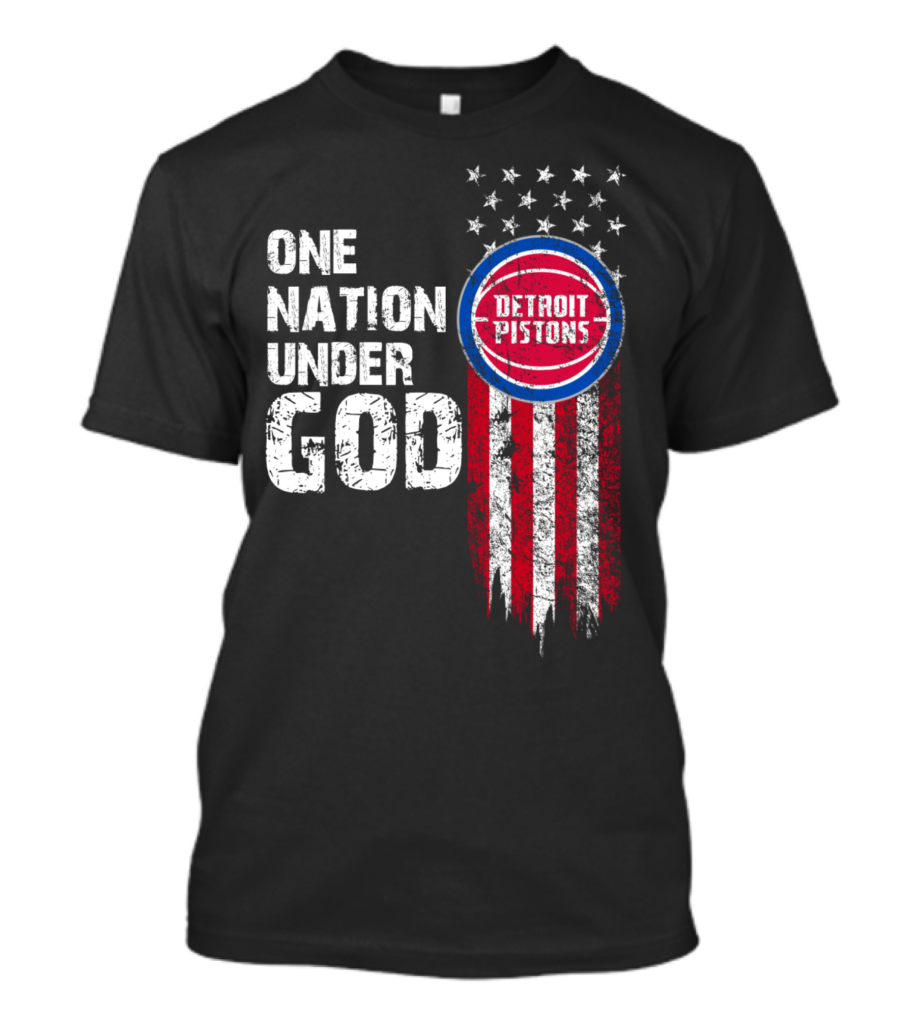 One Nation Under God Detroit Pistons Stars And Stripes T-Shirt