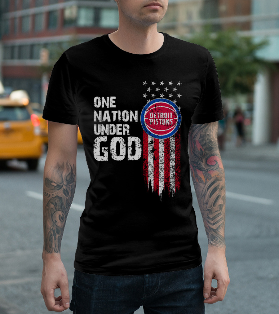 One Nation Under God Detroit Pistons Stars And Stripes T-Shirt