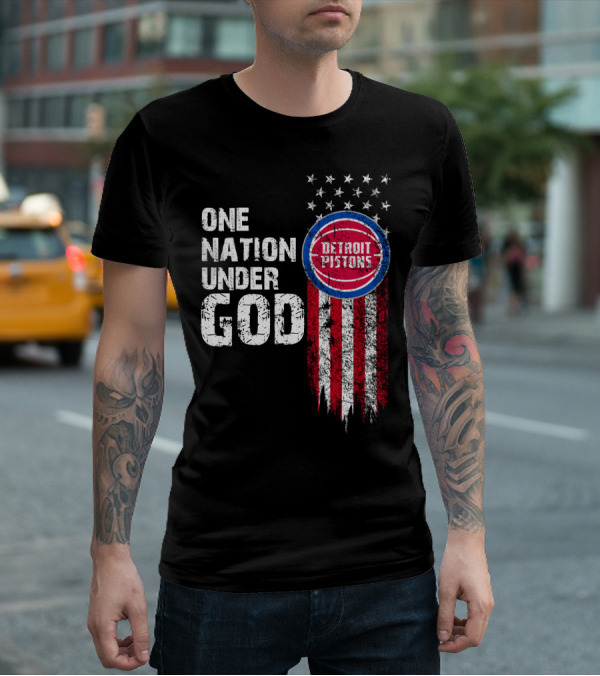 One Nation Under God Detroit Pistons Stars And Stripes T-Shirt