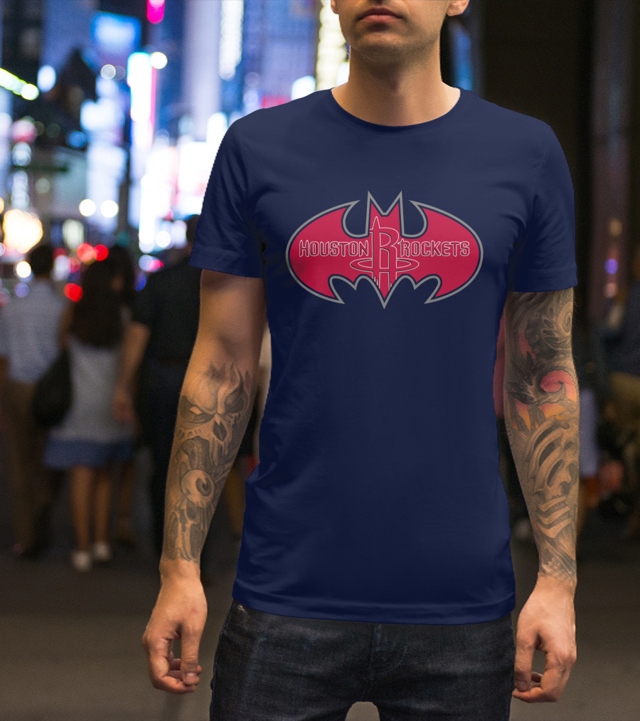 Houston Rockets Batman Logo Red Bat Symbol T-Shirt